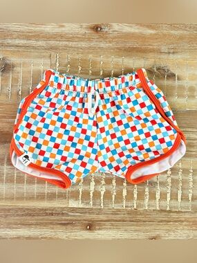 George Hats Baby Toddler Neon Orange Blue Check Track Swim Short